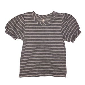 3/$12 Shinwon Stripe Puff Sleeve Blouse